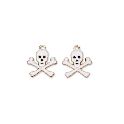20x15 mm | White Enamel Crossbones Skeleton Charm