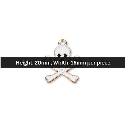 20x15 mm | White Enamel Crossbones Skeleton Charm