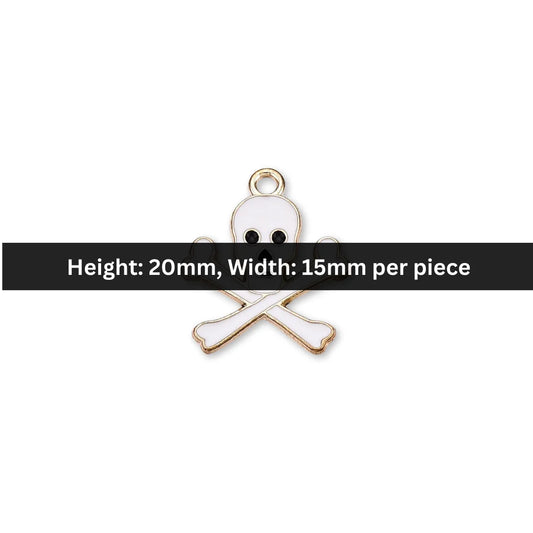 20x15 mm | White Enamel Crossbones Skeleton Charm