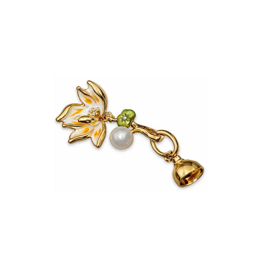 Stainless Steel | 40x20 mm | White Lotus and Pearl Charm Style 02