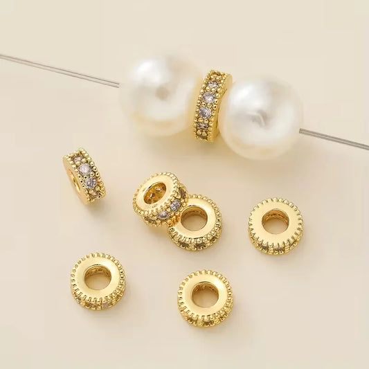 Brass | 6mm | 18k Golden Plated Straight Edge Zirconia Ring Spacer