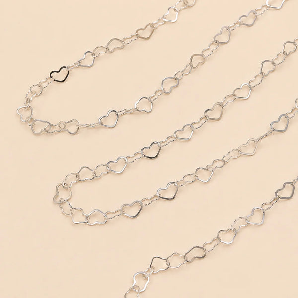 1 Ft of Silver | Stainless Steel Heart Chain