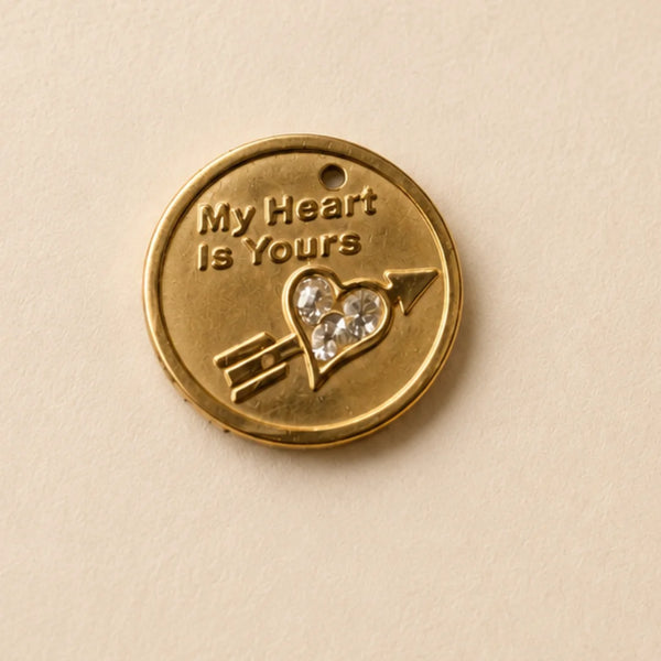 18K PVD Plated Stainless Steel | Commemorative Coin Charm | 1.5x1.5 cm