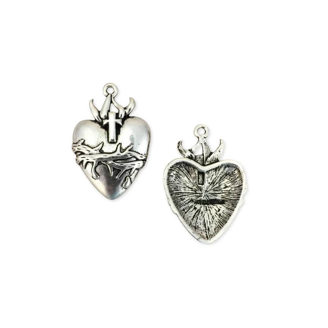 45x28 mm | Cross Thorns Heart Charms