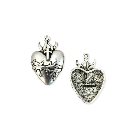 45x28 mm | Cross Thorns Heart Charms