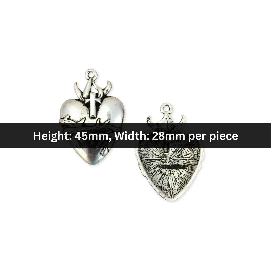 45x28 mm | Cross Thorns Heart Charms