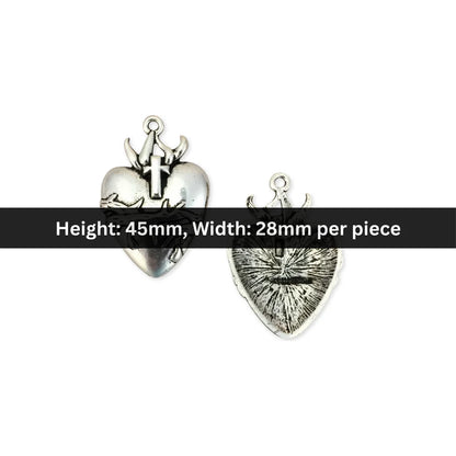 45x28 mm | Cross Thorns Heart Charms