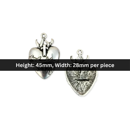 45x28 mm | Cross Thorns Heart Charms