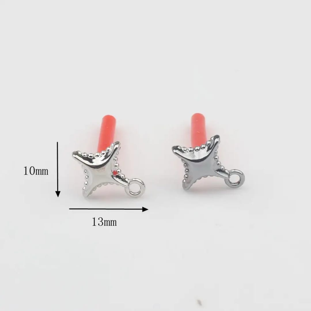 Simple Cross Star Earrings - Pair Of One | 10x13mm