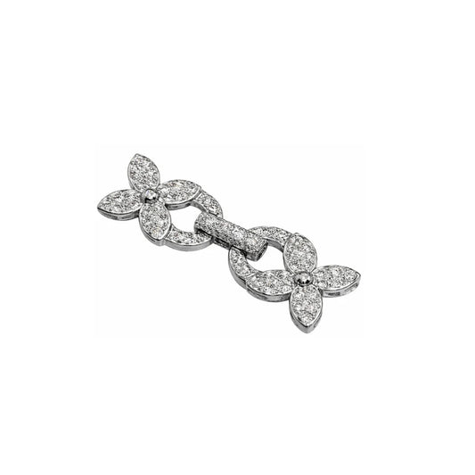 Stainless Steel | 30x10 mm | Flower Accents Frog Closure Charm