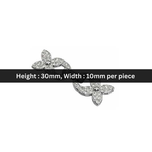 Stainless Steel | 30x10 mm | Flower Accents Frog Closure Charm