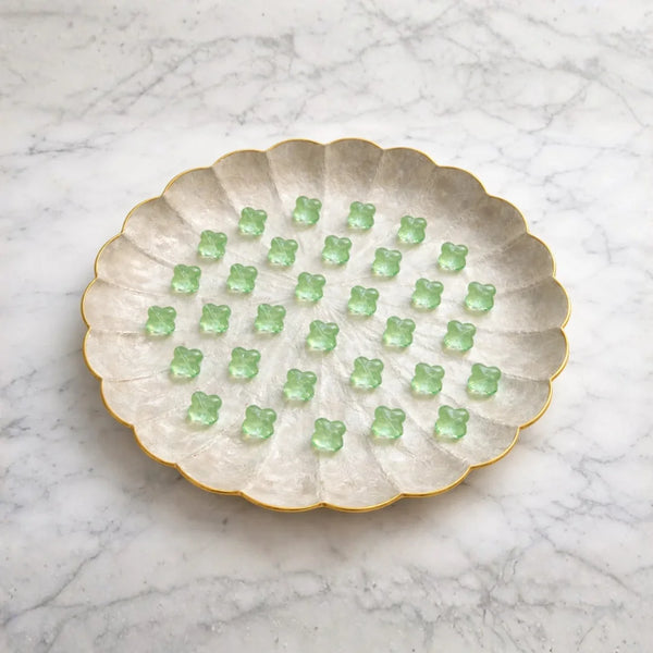 Four Leaf Clover Glass Beads - Green