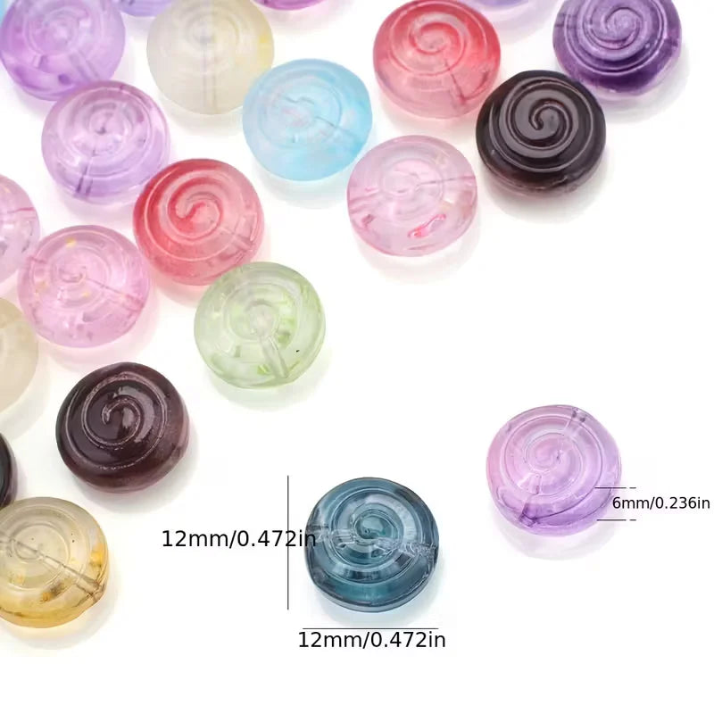 12mm | Gradient Jelly Candy Swirl Glass Beads with Center Hole