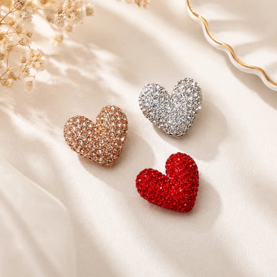 Alloy Metal | 15x10 mm | Heart With Stone Beads