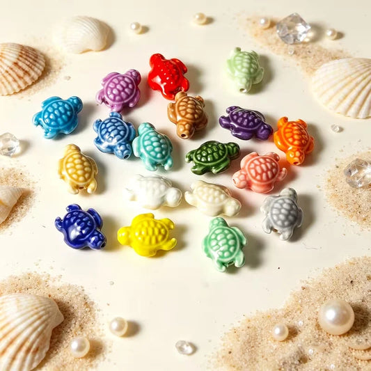 Multicolor Ceramic Turtle Beads