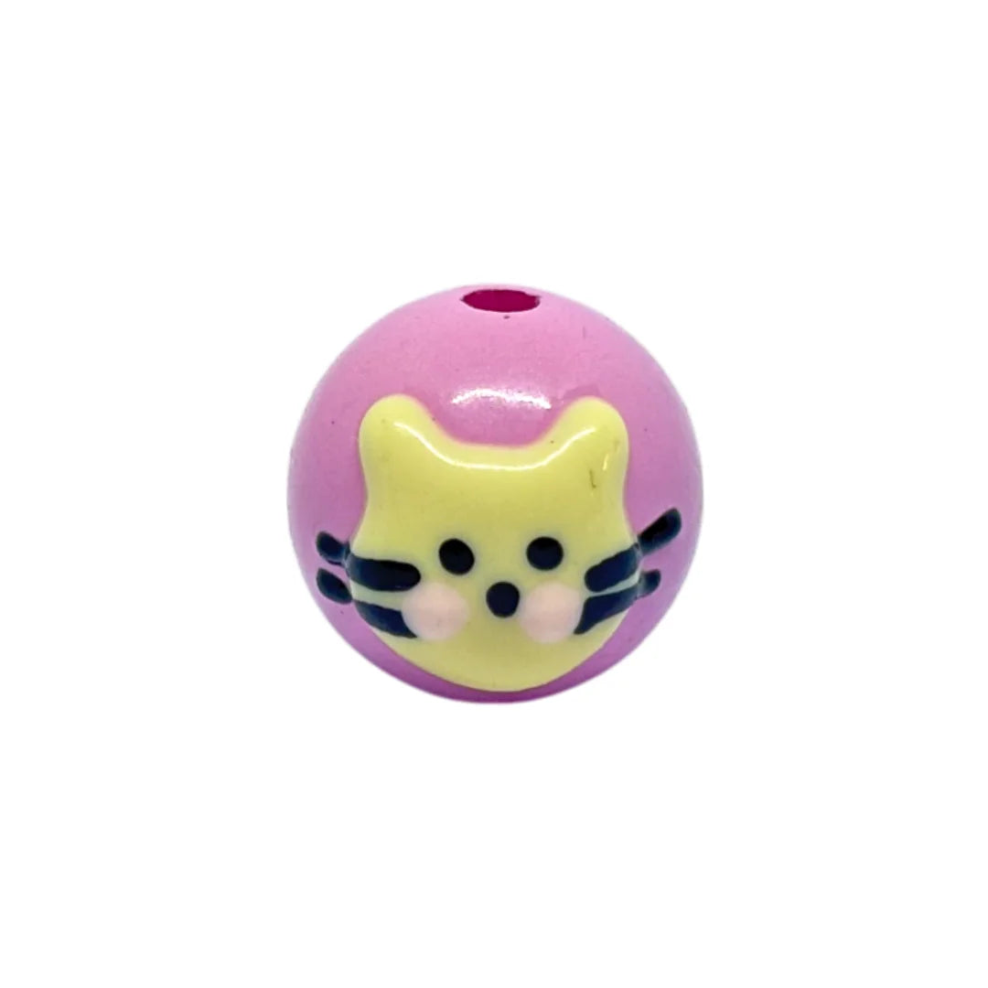 Lavender Kitty Round Bead | 15mm