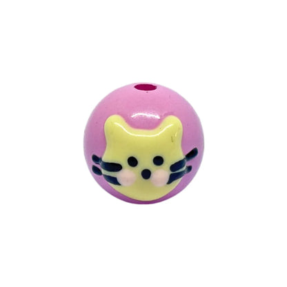 Lavender Kitty Round Bead | 15mm