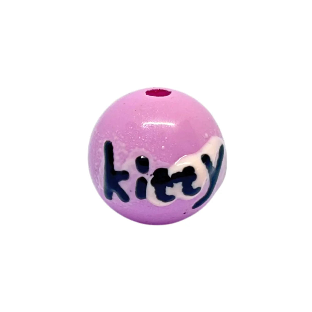 Lavender Kitty Round Bead | 15mm
