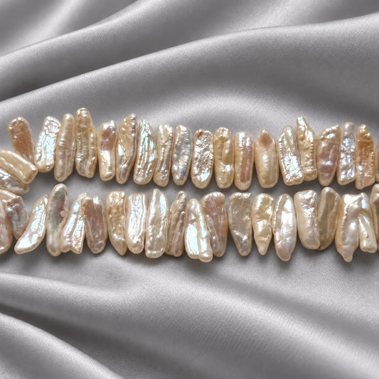 Fresh Water White Color  Biwa Shape AA Lustre Pearl | Uneven Size