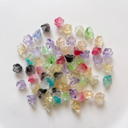 Tulips Flower Glass Beads Combo Pack – 50 Pieces with 6 Color Variety